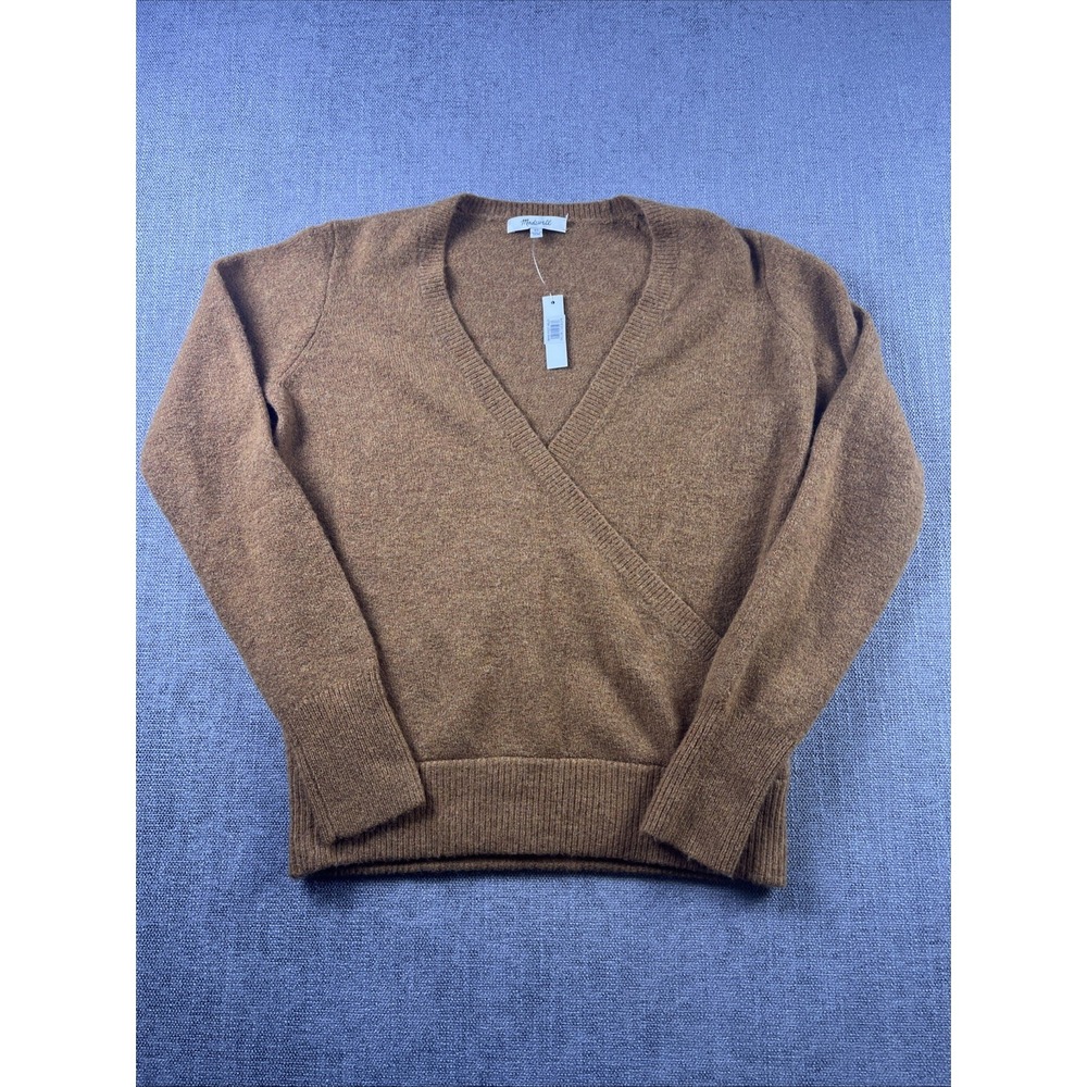 Madewell Wrap Front Pullover Long Sleeve Sweater in Coziest Yarn Wool Alpaca‎ XS